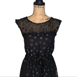 BeBop Black Dress Sparkly/Shimmery Polka Dots Semi Cap Sleeves
